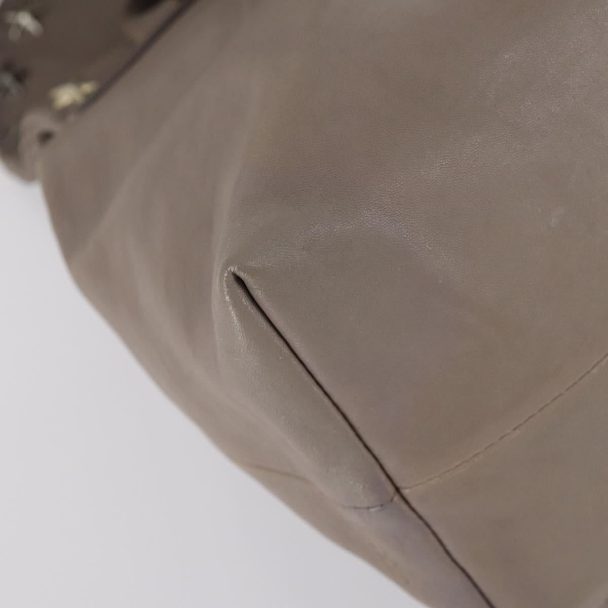 Jimmy Choo Studs Backpack Leather Beige Gold Auth BA7708