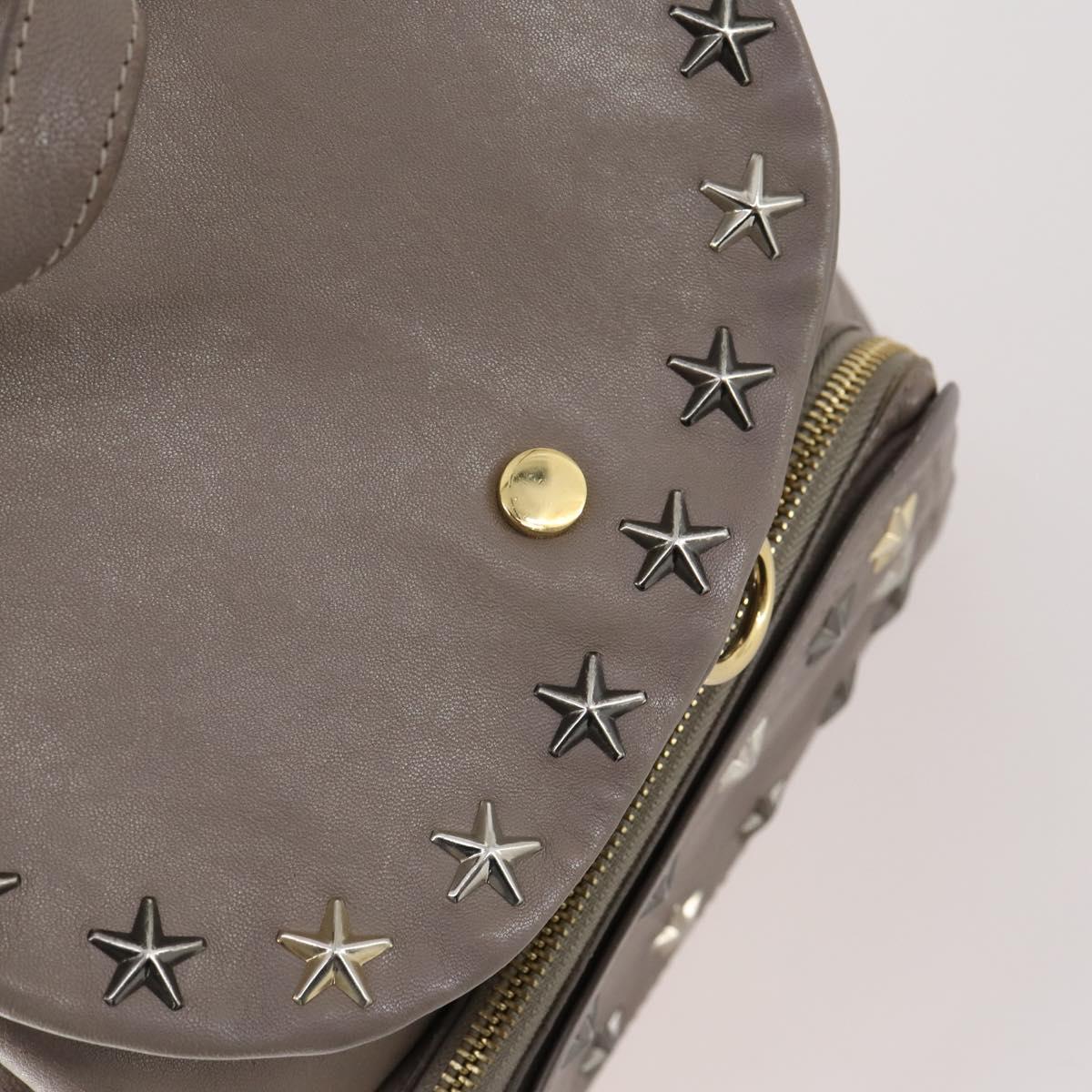 Jimmy Choo Studs Backpack Leather Beige Gold Auth BA7708