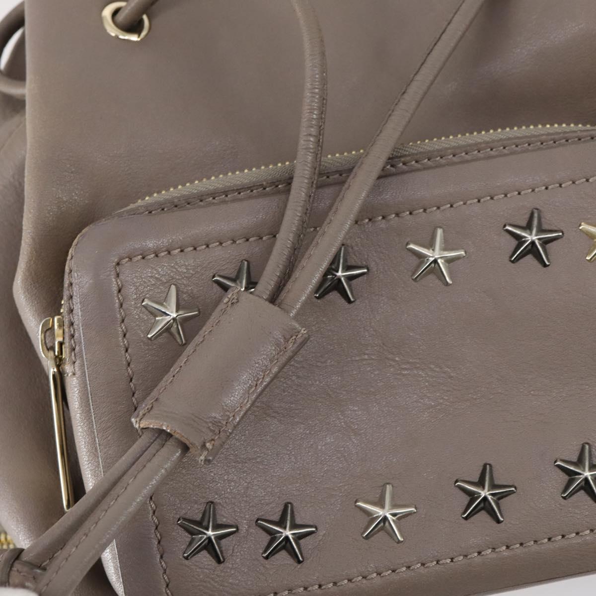 Jimmy Choo Studs Backpack Leather Beige Gold Auth BA7708