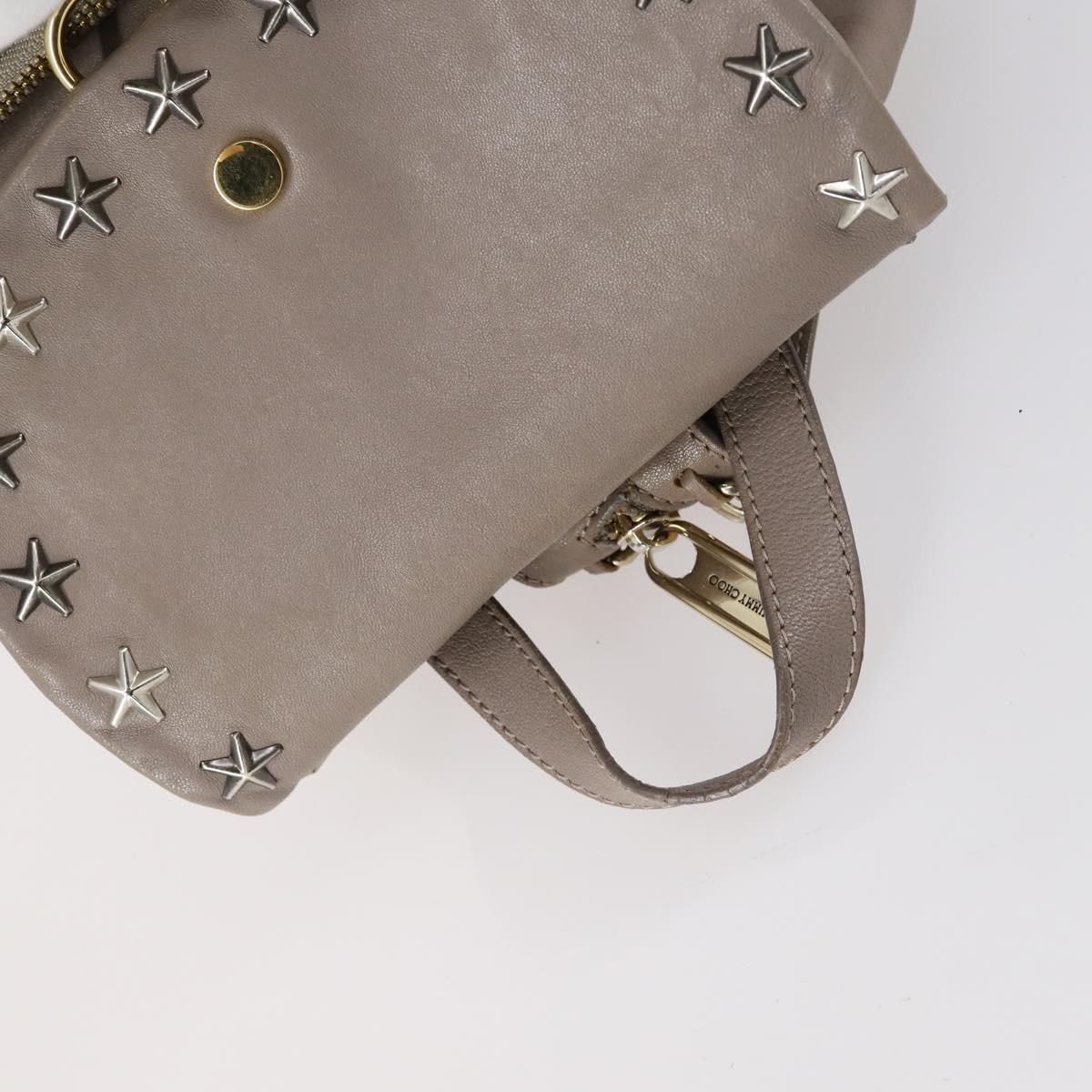 Jimmy Choo Studs Backpack Leather Beige Gold Auth BA7708