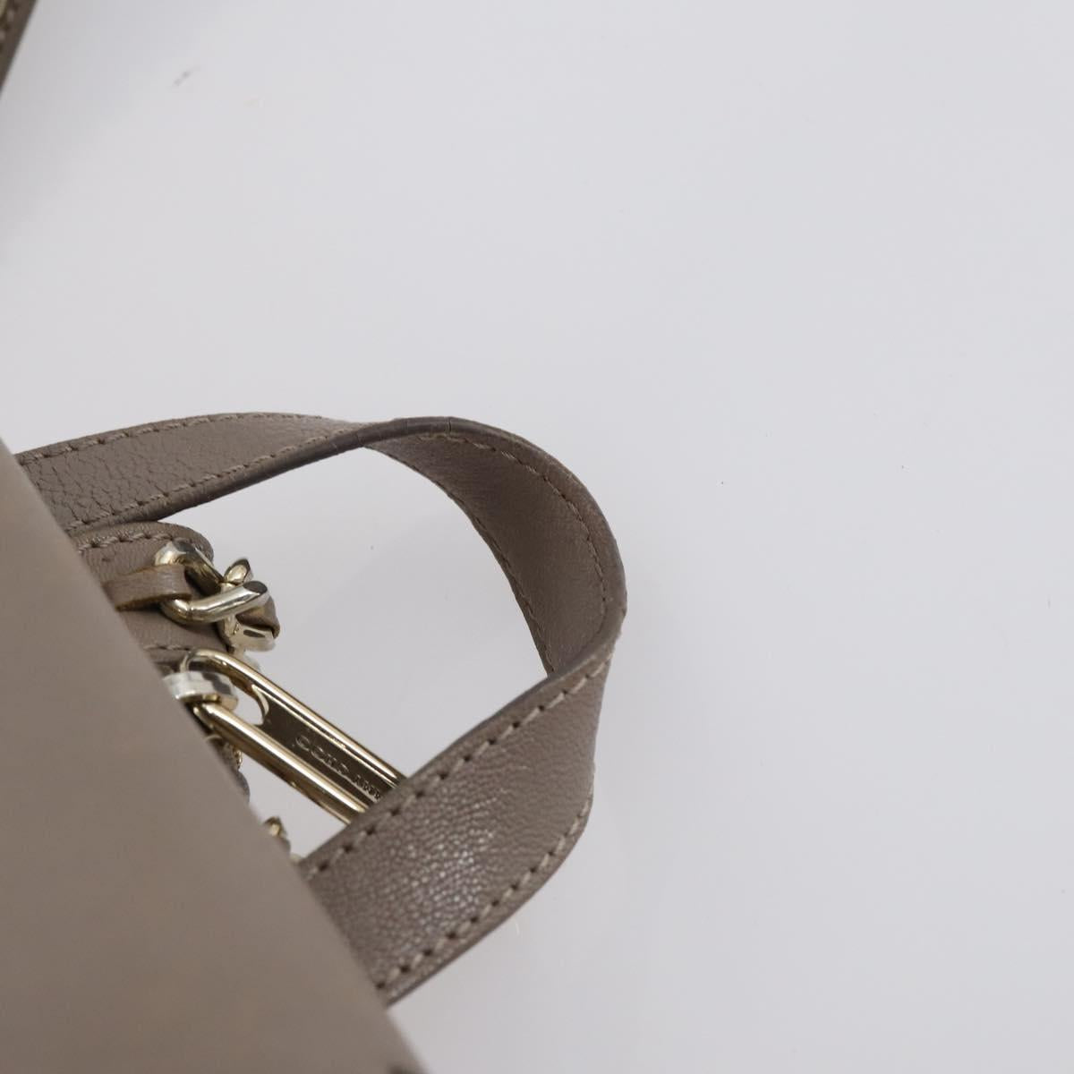 Jimmy Choo Studs Backpack Leather Beige Gold Auth BA7708