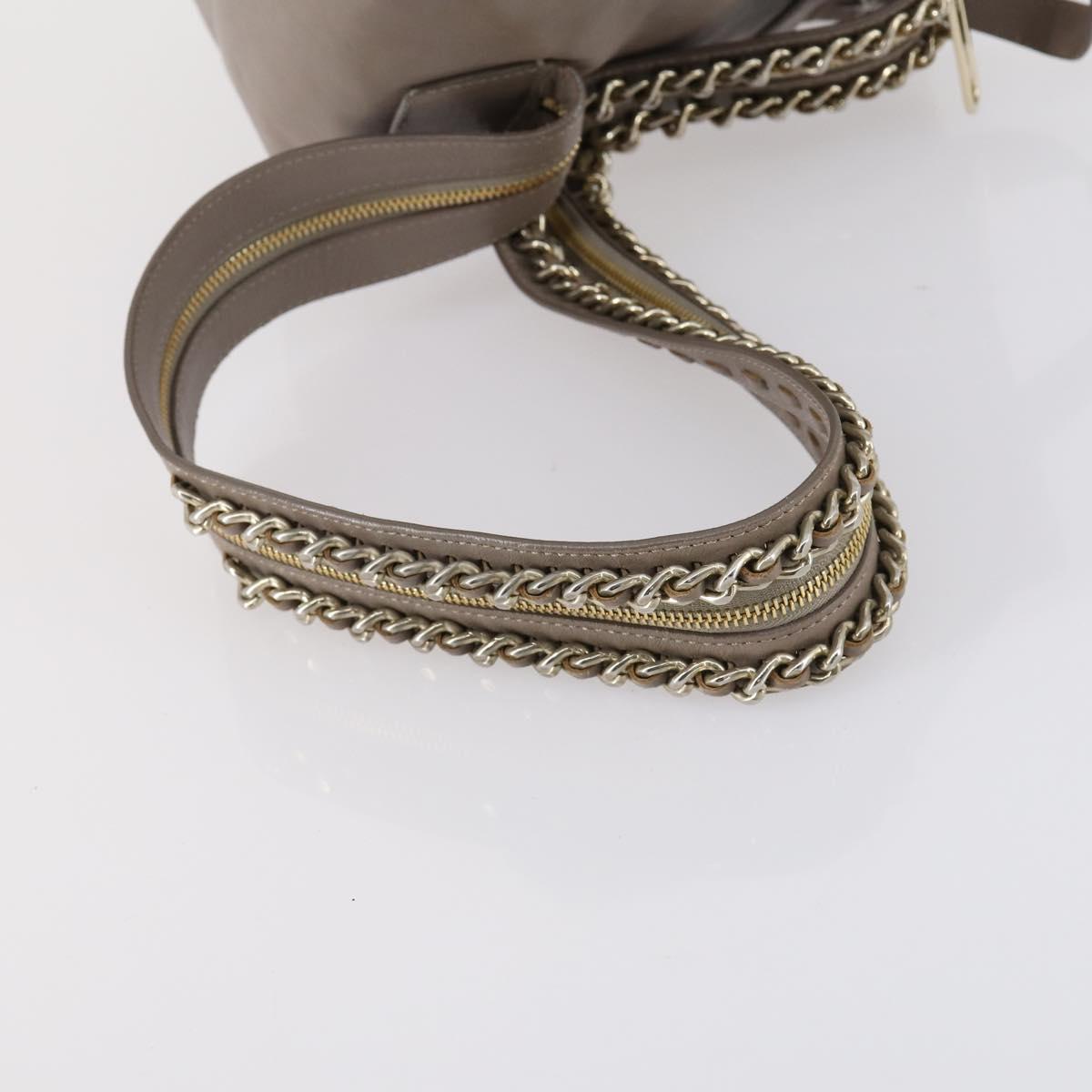 Jimmy Choo Studs Backpack Leather Beige Gold Auth BA7708