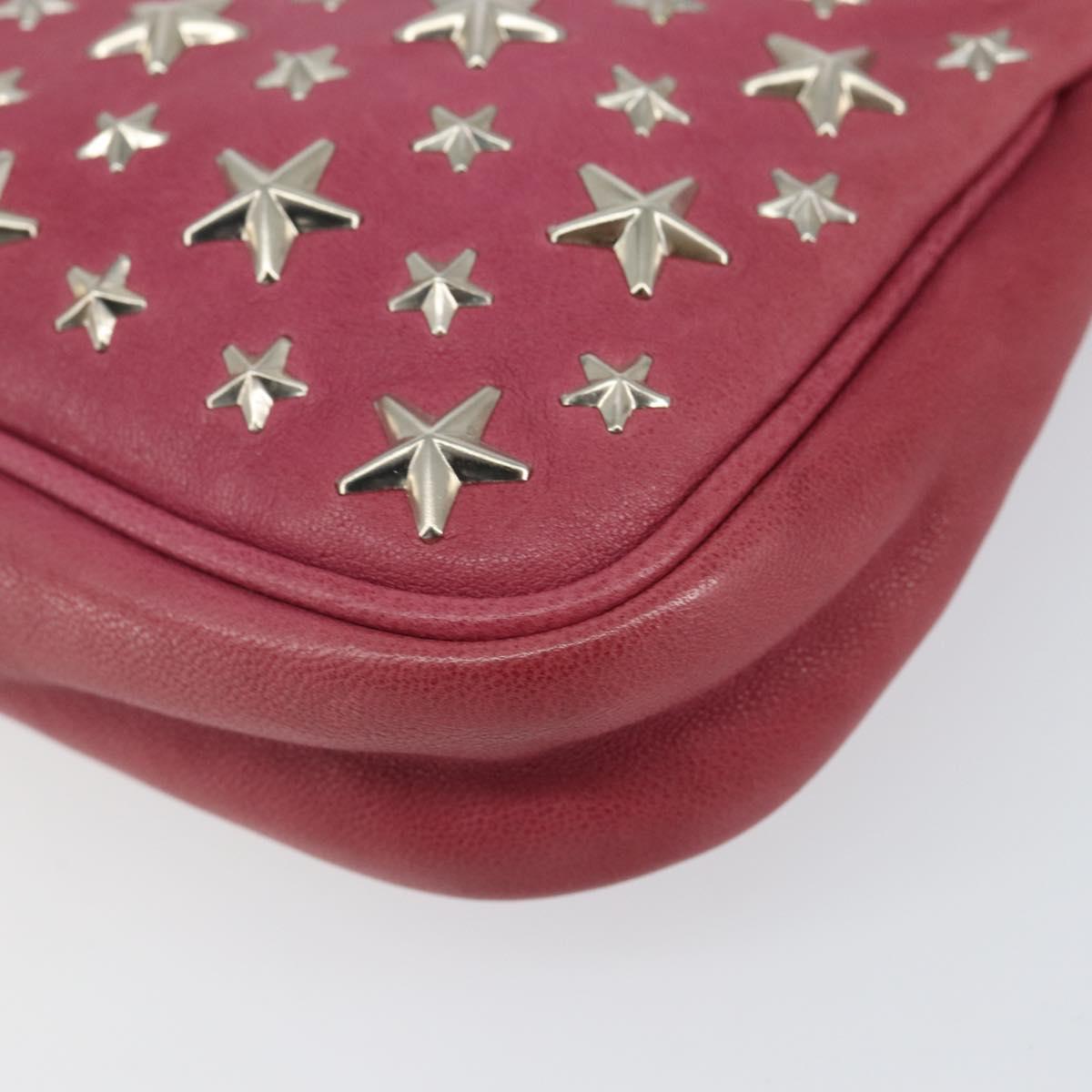 Jimmy Choo Studs Accessory Pouch Leather Pink Auth BA7709