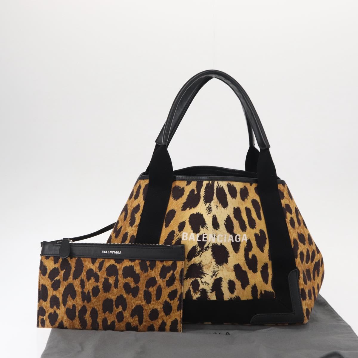 BALENCIAGA Cabas S Tote Bag Canvas Brown 339933 Auth BA7710