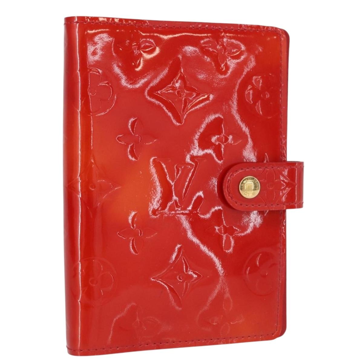 LOUIS VUITTON Monogram Vernis Agenda PM Day Planner Cover Red R21016 Auth BA7732