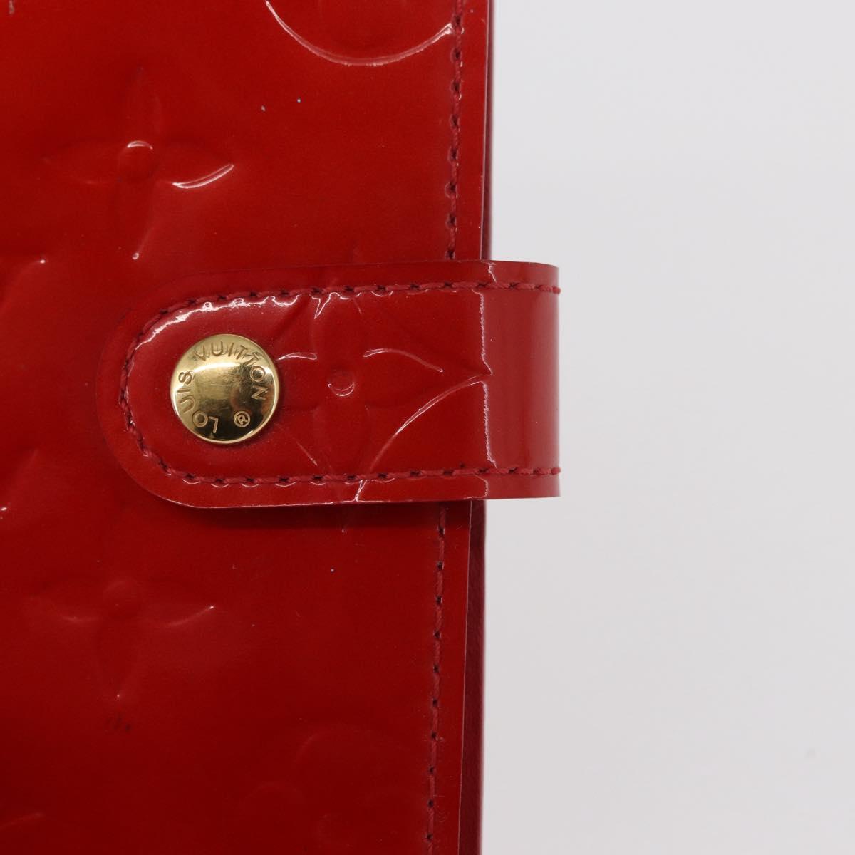 LOUIS VUITTON Monogram Vernis Agenda PM Day Planner Cover Red R21016 Auth BA7732