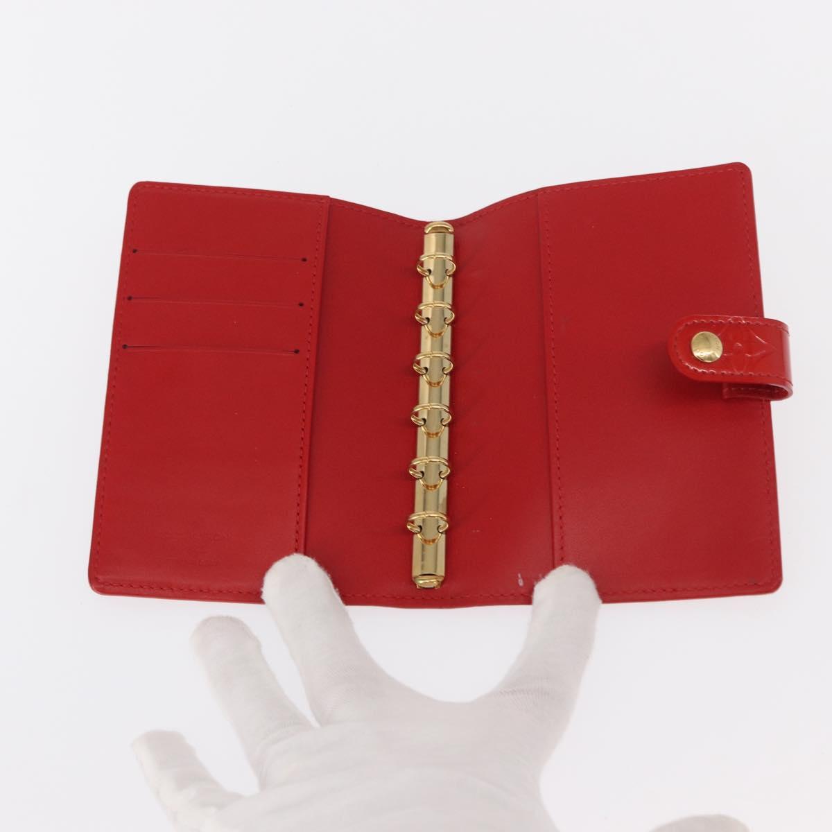 LOUIS VUITTON Monogram Vernis Agenda PM Day Planner Cover Red R21016 Auth BA7732