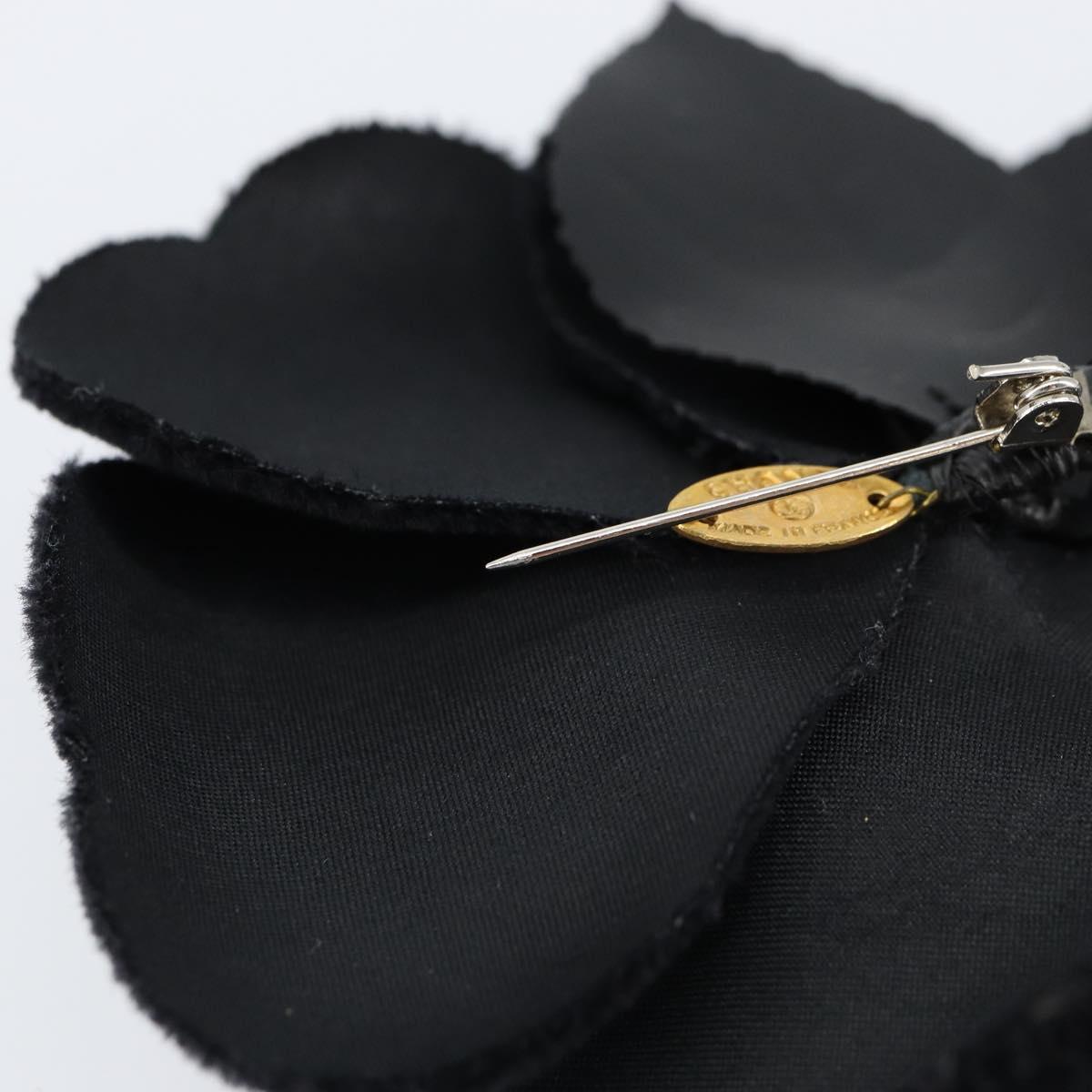 CHANEL Brooch Velor Black CC Auth BA7736