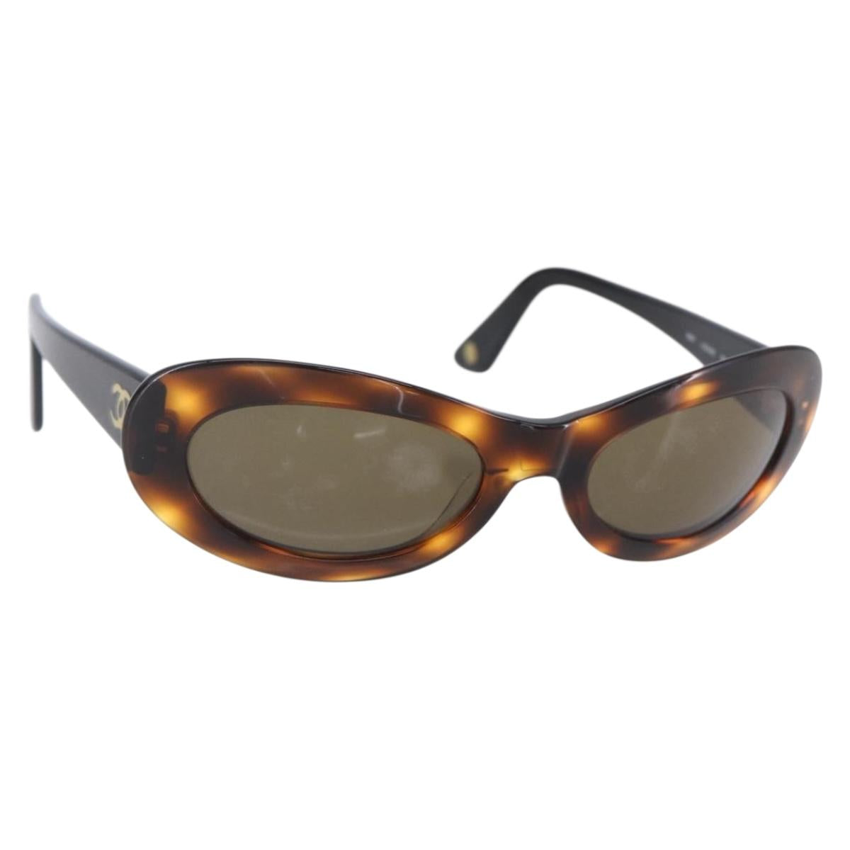 CHANEL Sunglasses plastic Brown CC Auth BA7738