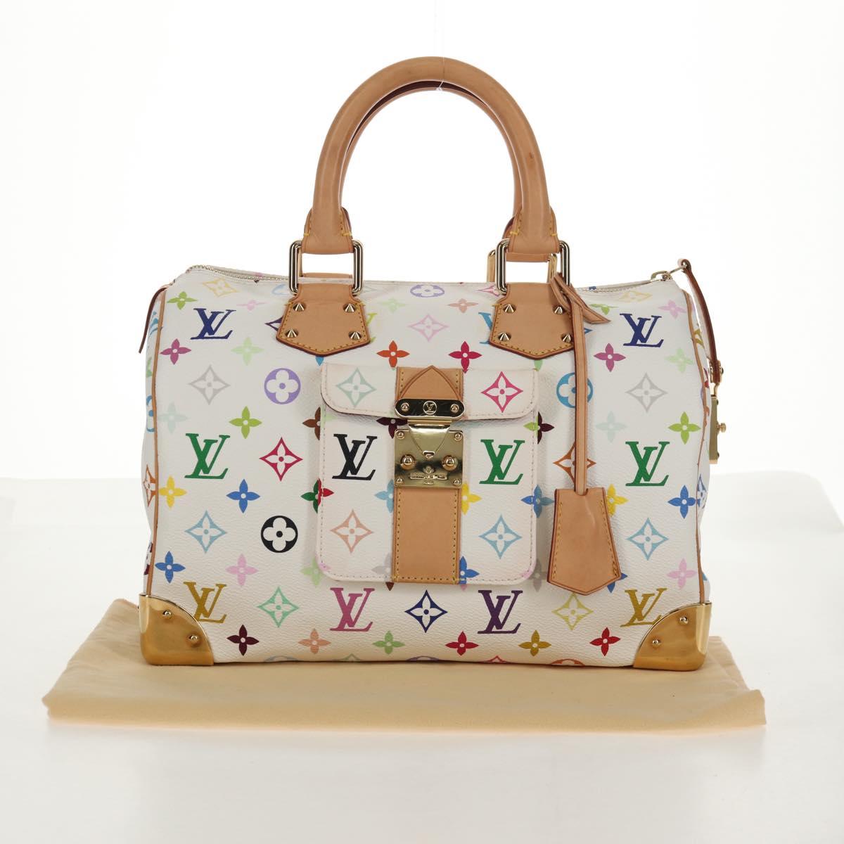 LOUIS VUITTON Monogram Multicolor Speedy 30 Hand Bag White M92643 Auth BA7743SV