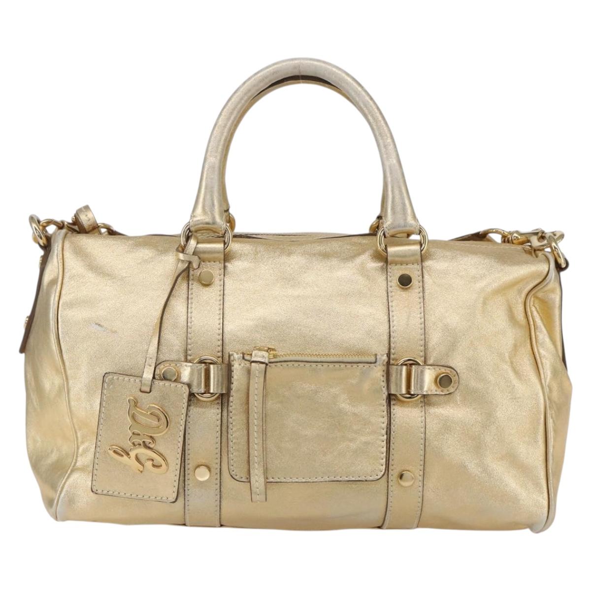 DOLCE&GABBANA Hand Bag Leather 2way Champagne Gold Gold Auth BA7747