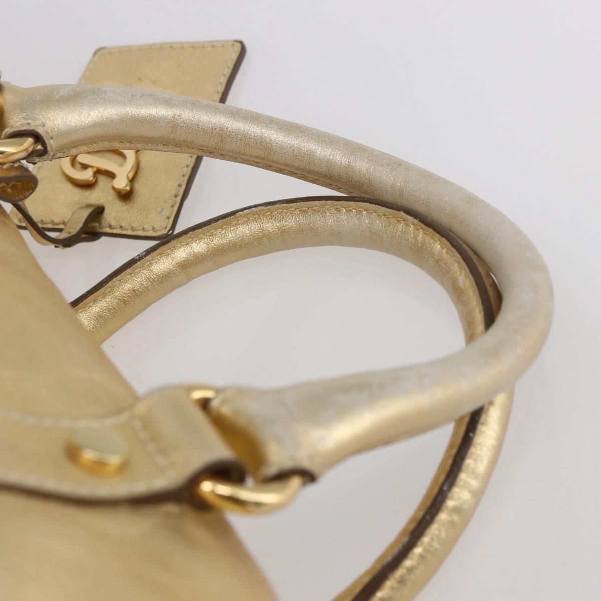 DOLCE&GABBANA Hand Bag Leather 2way Champagne Gold Gold Auth BA7747