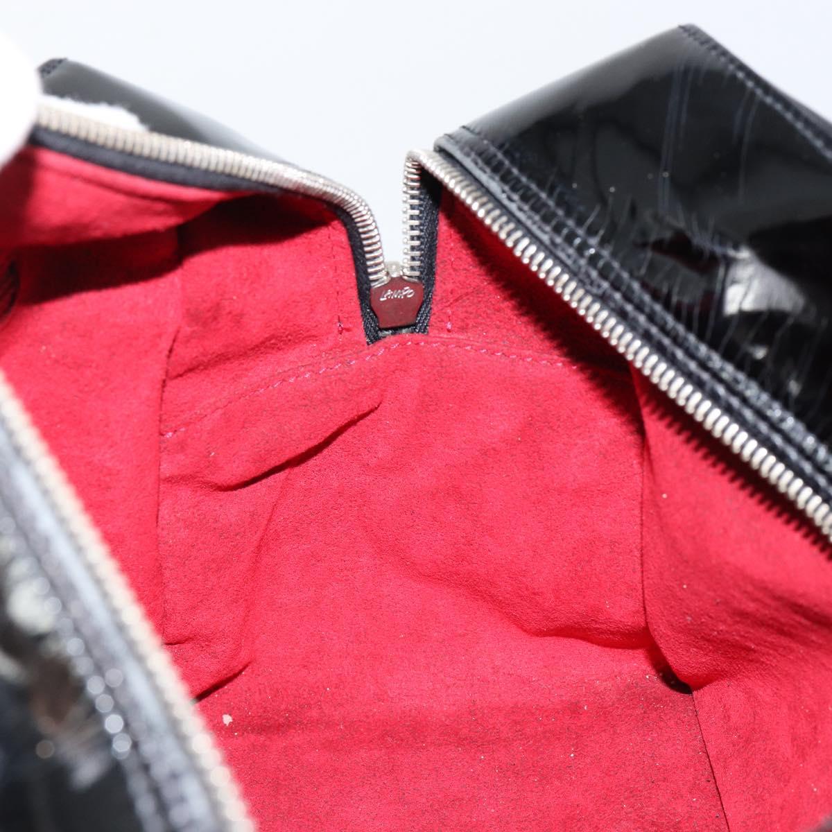 CHANEL Choco Bar Hand Bag Enamel Black Silver CC Auth BA7748