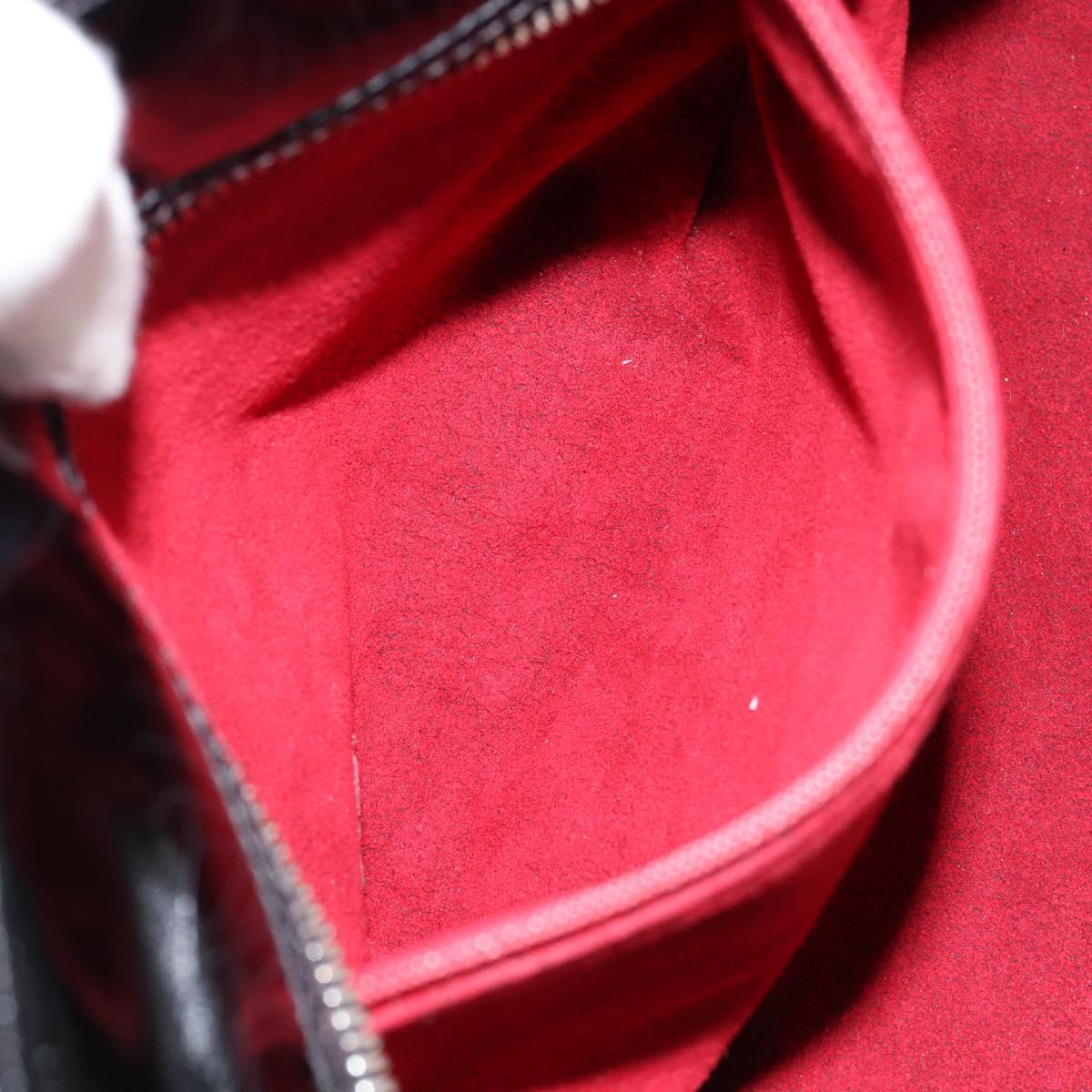 CHANEL Choco Bar Hand Bag Enamel Black Silver CC Auth BA7748