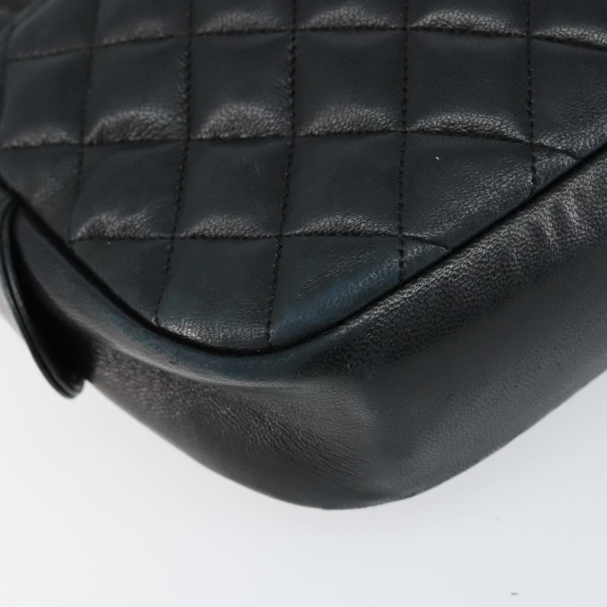 CHANEL Matelasse Chain Shoulder Bag Lamb Skin Navy Gold CC Auth BA7749