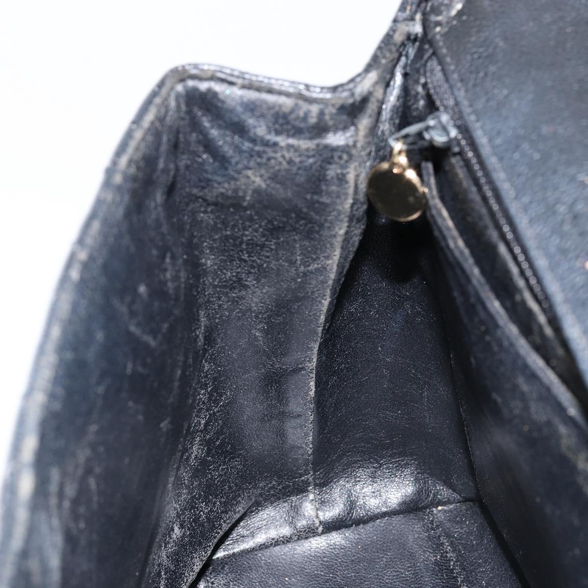 CHANEL Hand Bag Caviar Skin Black Gold CC Auth BA7750