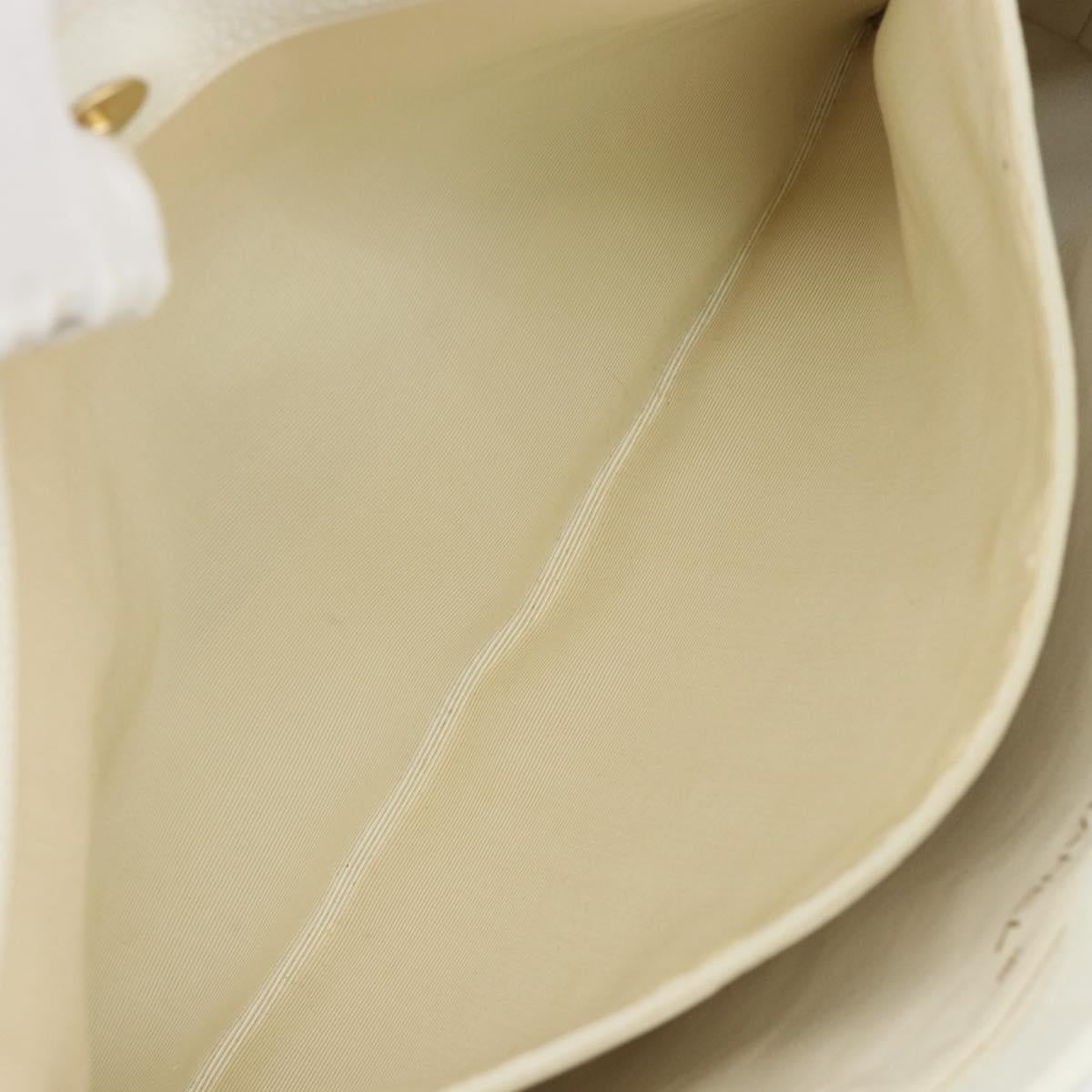 CHANEL Tote Bag Caviar Skin White Gold CC Auth BA7751