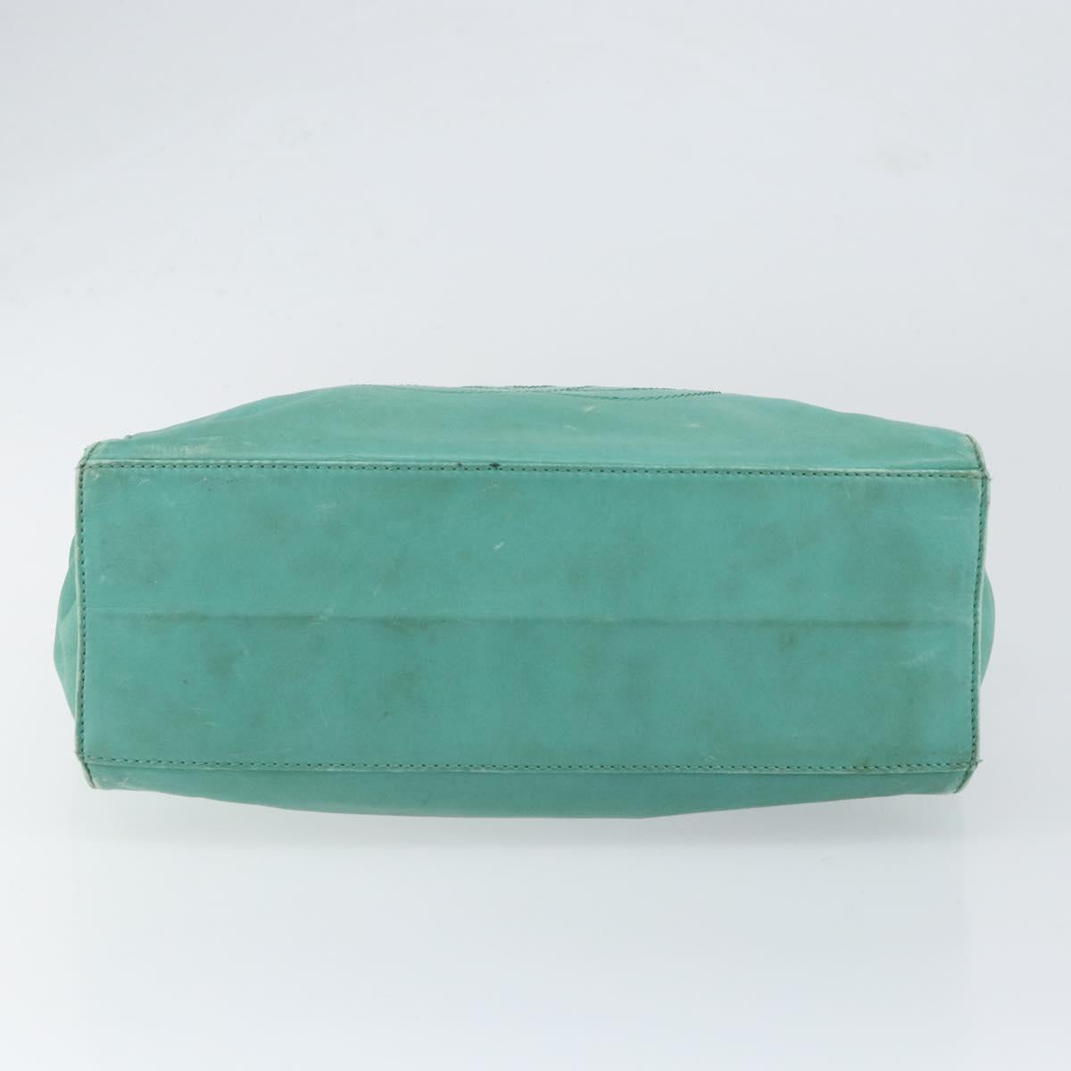 CHANEL Tote Bag Lamb Skin Turquoise Blue CC Auth BA7754