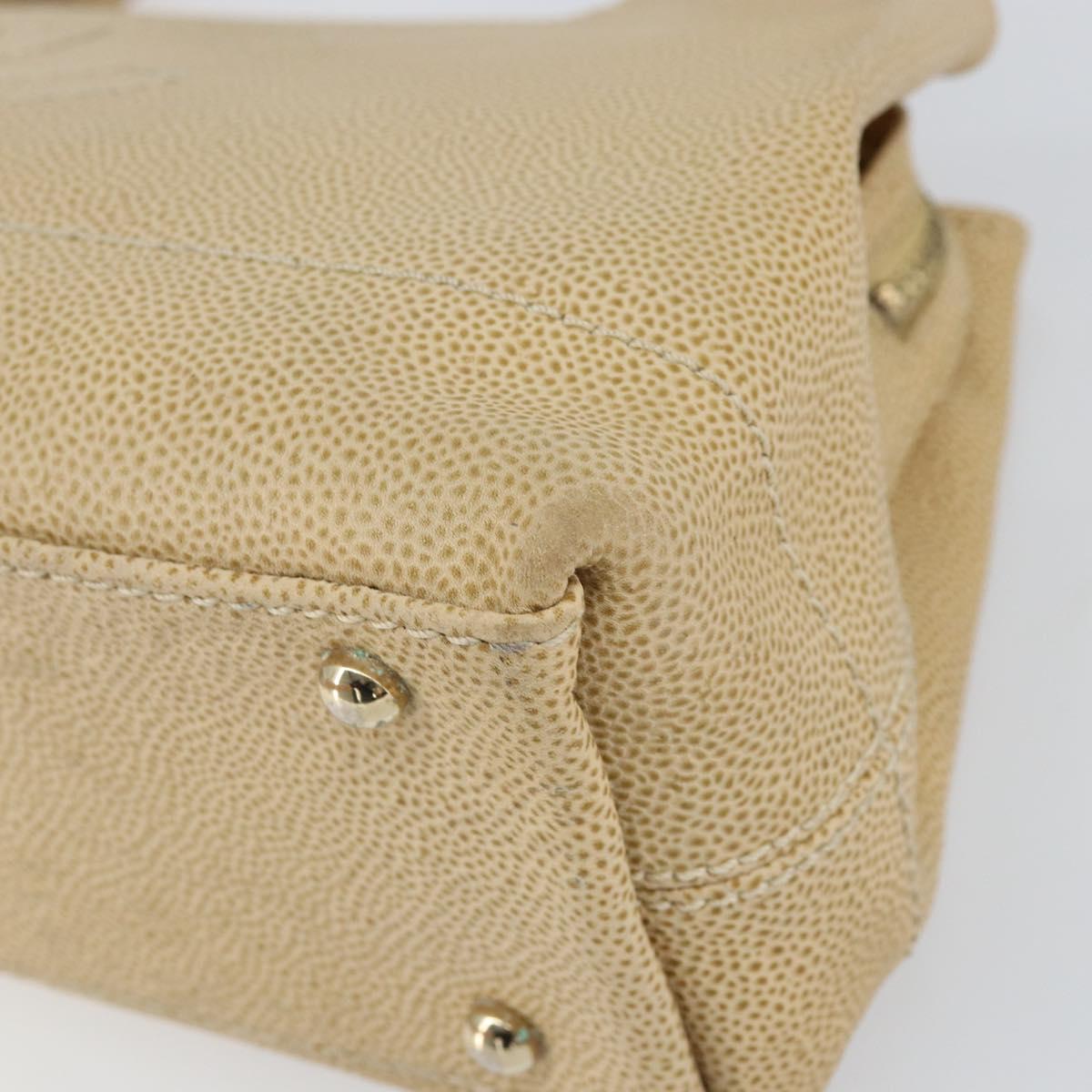 CHANEL Tote Bag Caviar Skin Beige Gold CC Auth BA7755