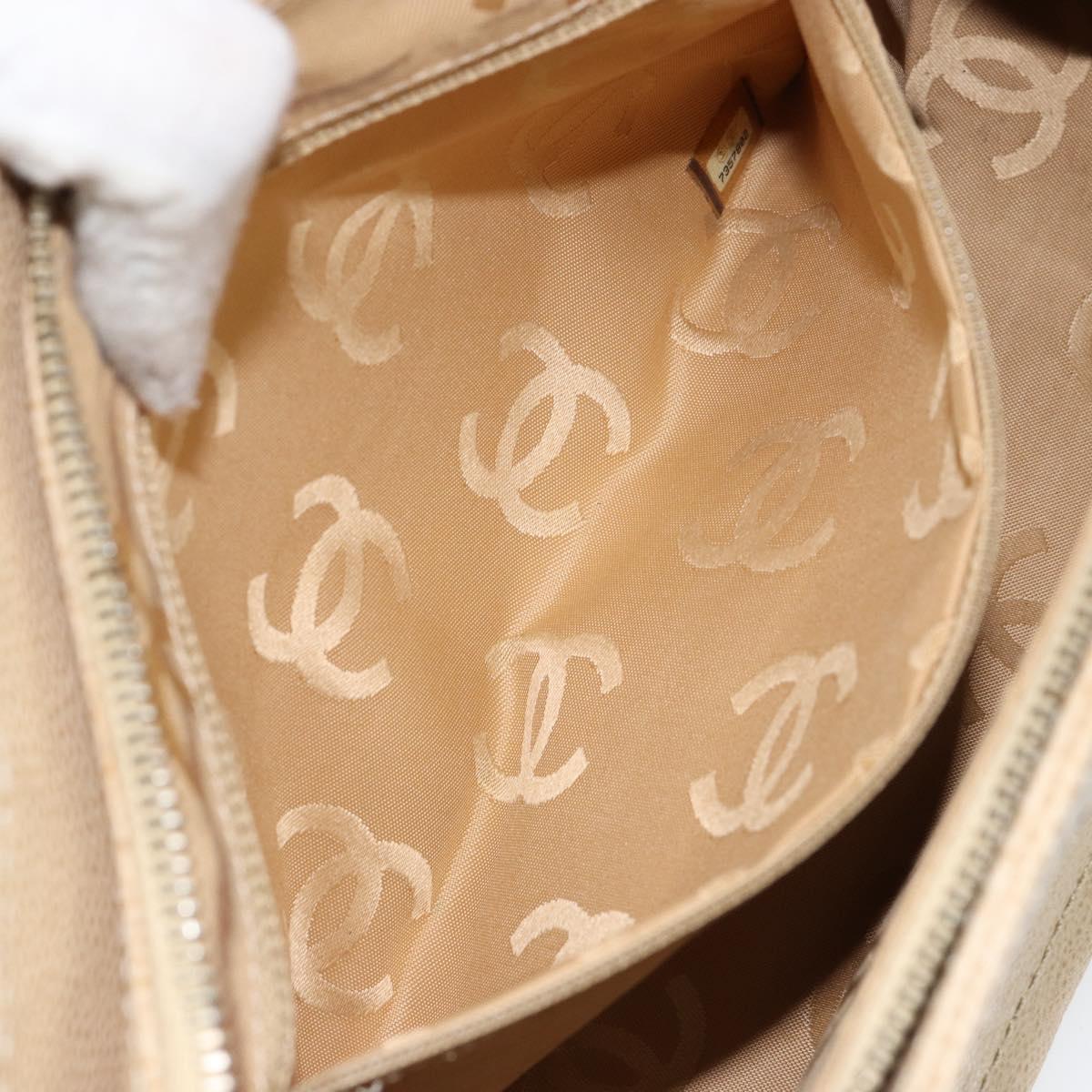 CHANEL Tote Bag Caviar Skin Beige Gold CC Auth BA7755
