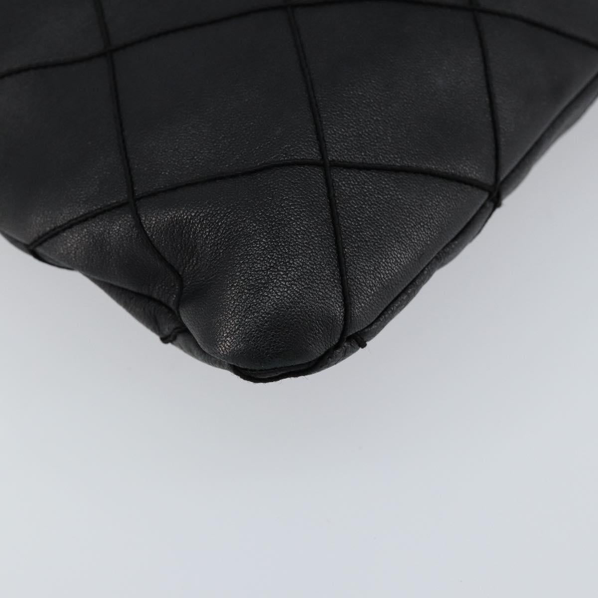 CHANEL Matelasse Chain Shoulder Bag Lamb Skin Black Gold CC Auth BA7756