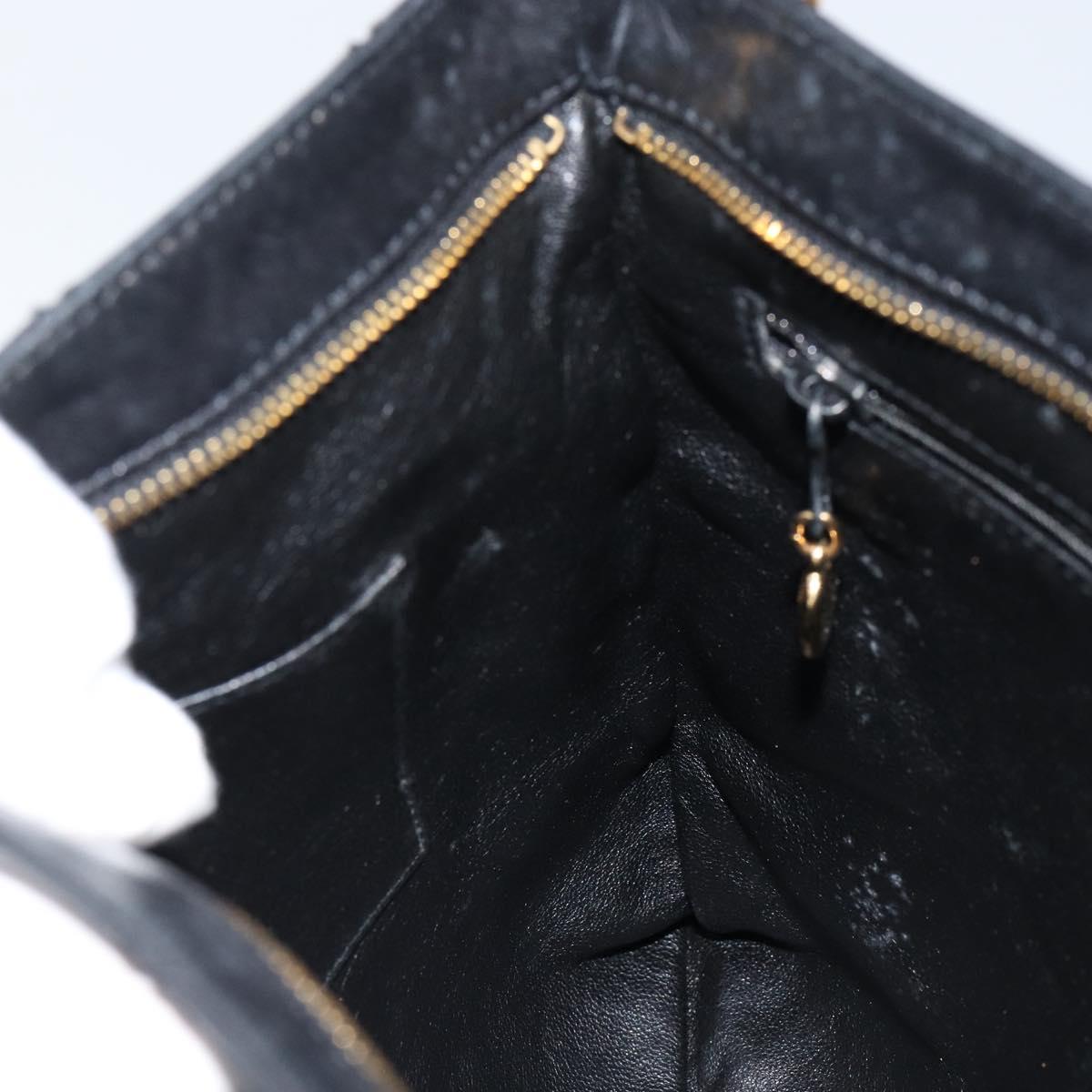 CHANEL Matelasse Chain Shoulder Bag Lamb Skin Black Gold CC Auth BA7756