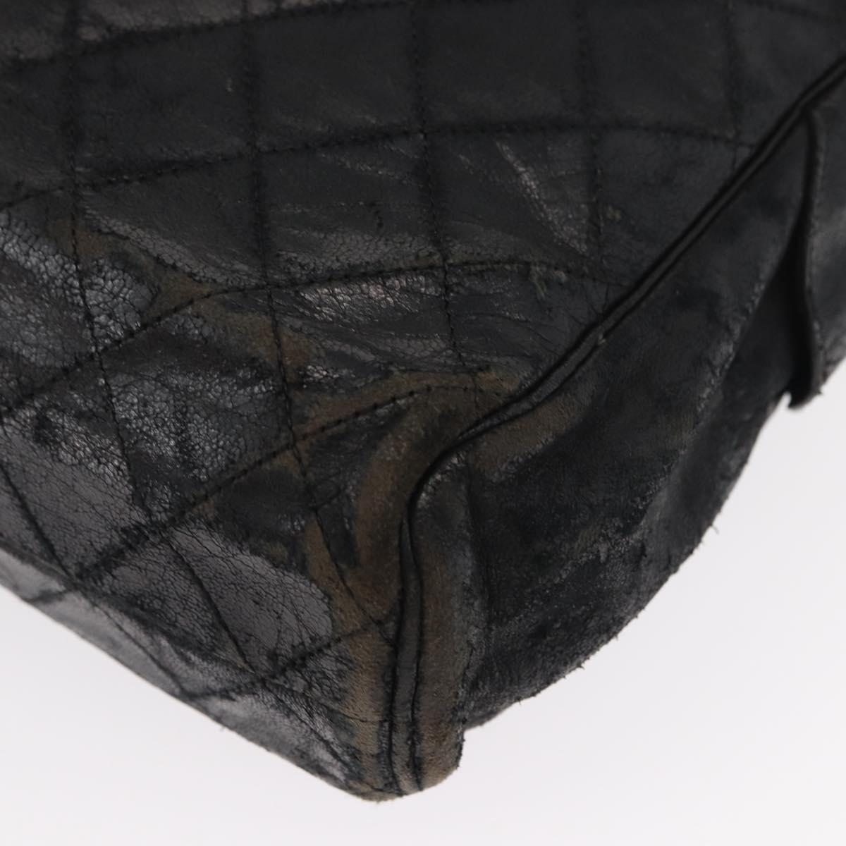 CHANEL Matelasse Chain Shoulder Bag Lamb Skin Black Gold CC Auth BA7757