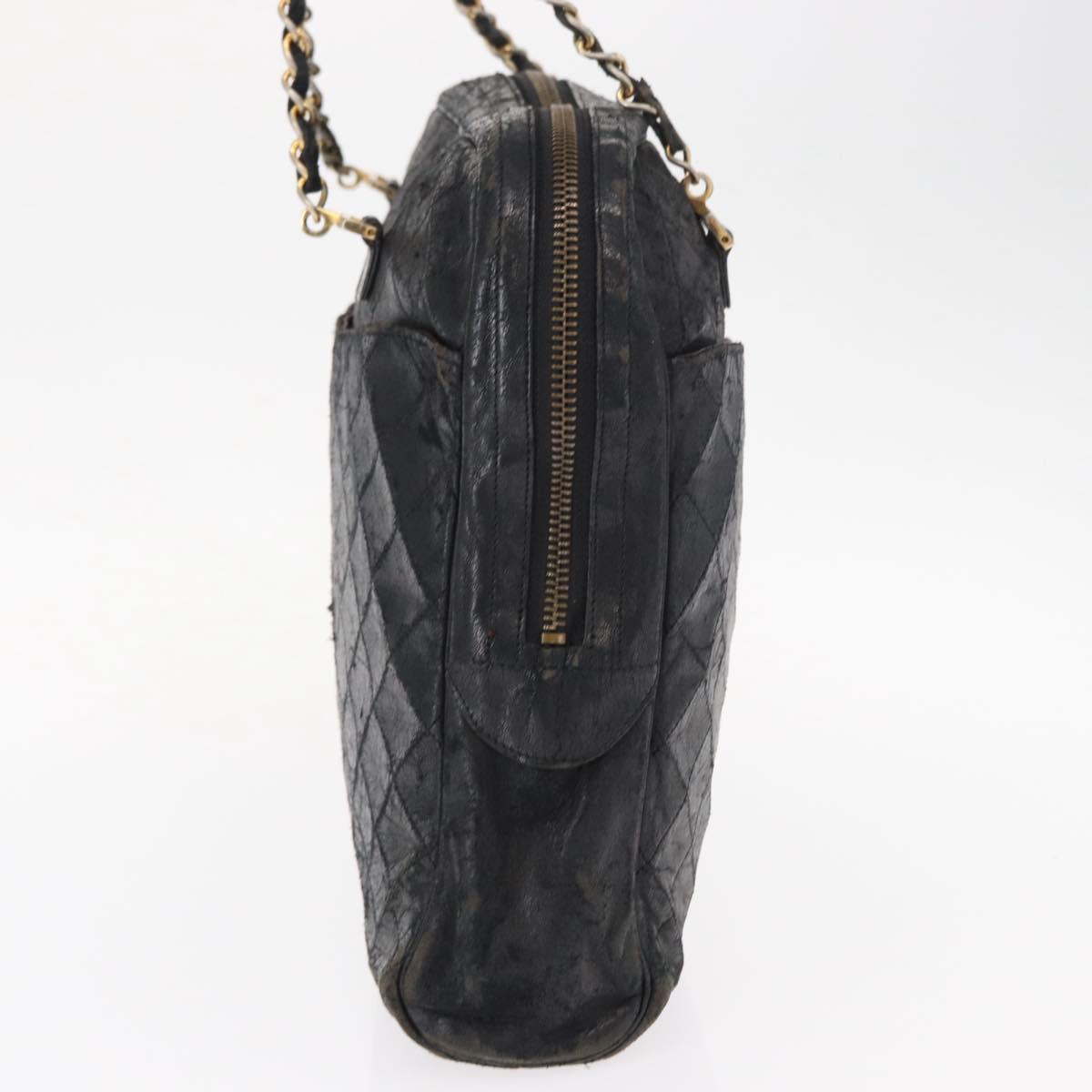 CHANEL Matelasse Chain Shoulder Bag Lamb Skin Black Gold CC Auth BA7757