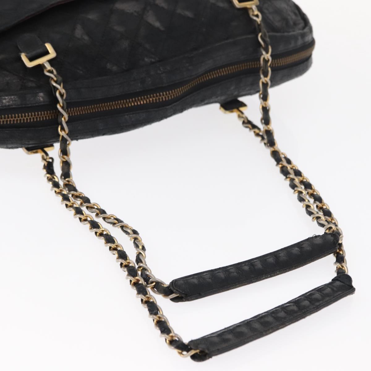CHANEL Matelasse Chain Shoulder Bag Lamb Skin Black Gold CC Auth BA7757