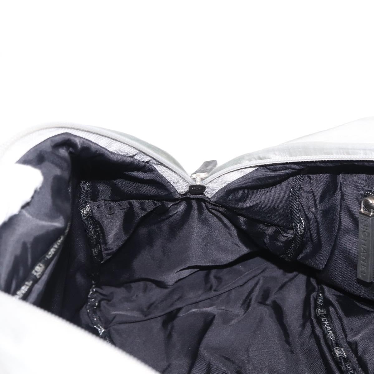 CHANEL Sports Line Boston Bag Nylon Silver CC Auth BA7758