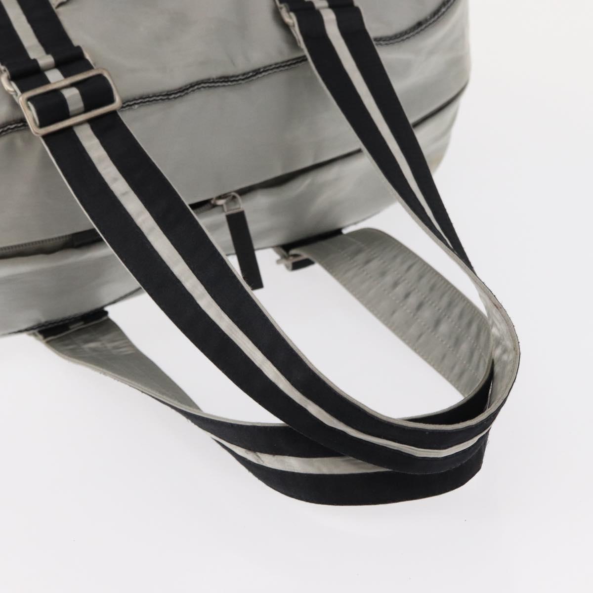 CHANEL Sports Line Boston Bag Nylon Silver CC Auth BA7758