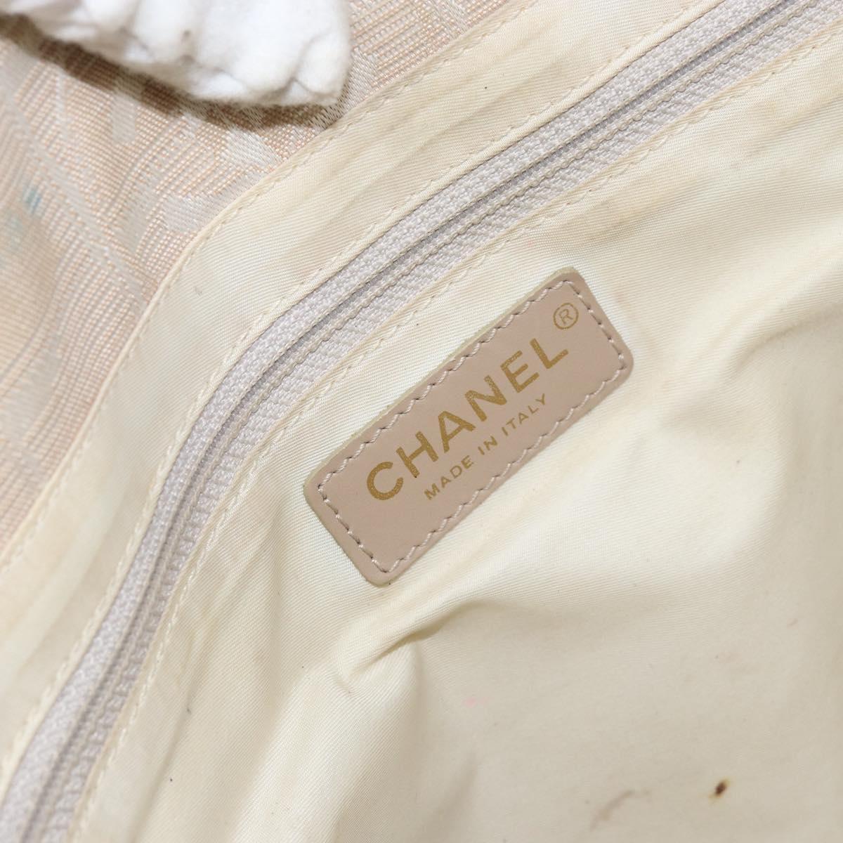 CHANEL New Travel Line Tote Bag Nylon Beige Gold CC Auth BA7759