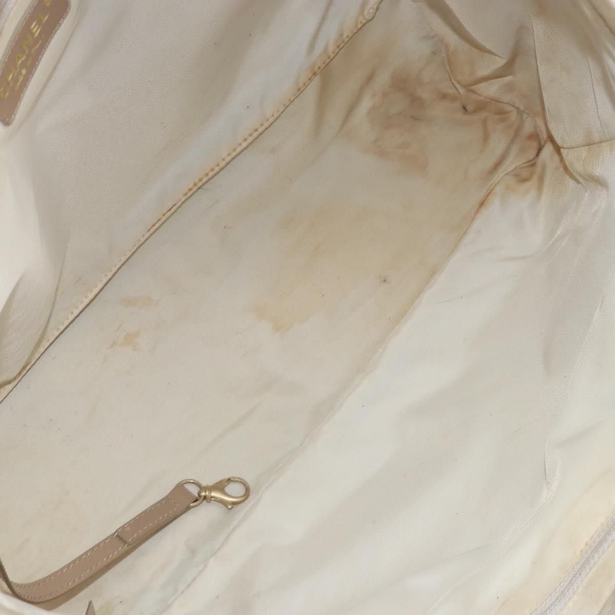 CHANEL New Travel Line Tote Bag Nylon Beige Gold CC Auth BA7760