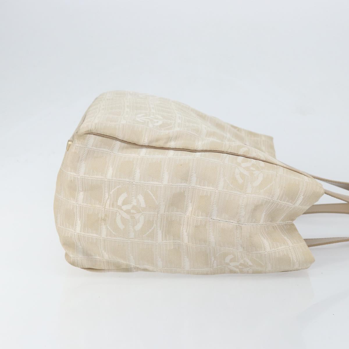 CHANEL New Travel Line Tote Bag Nylon Beige Gold CC Auth BA7760