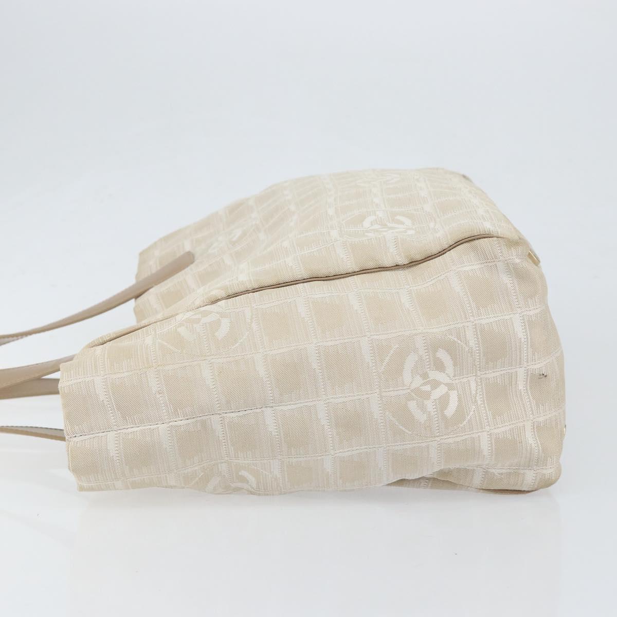 CHANEL New Travel Line Tote Bag Nylon Beige Gold CC Auth BA7760