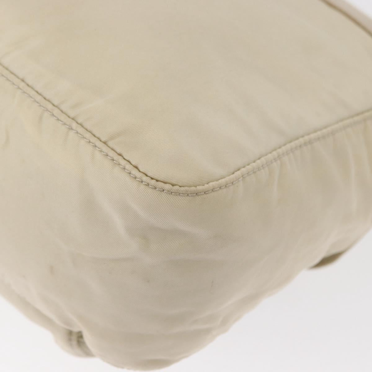 PRADA Shoulder Bag Nylon Beige Silver Auth BA7762