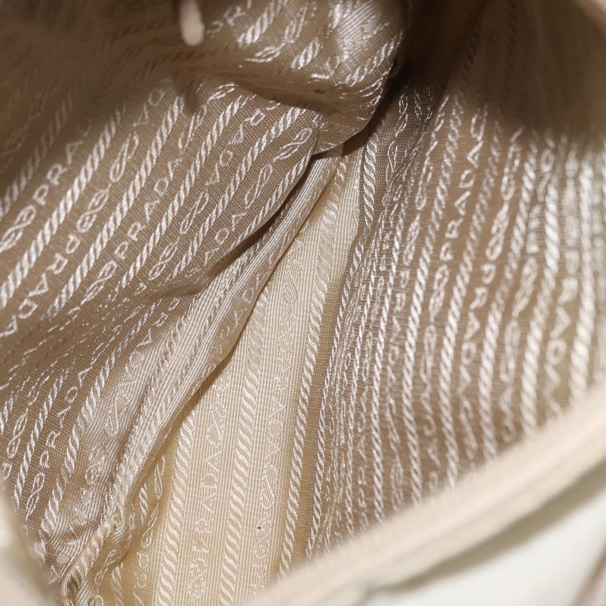 PRADA Shoulder Bag Nylon Beige Silver Auth BA7762