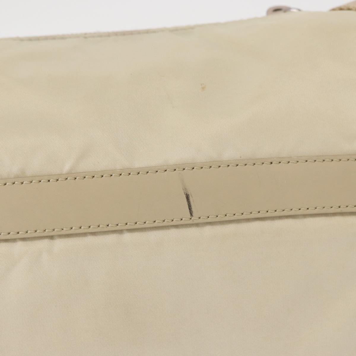 PRADA Shoulder Bag Nylon Beige Silver Auth BA7762