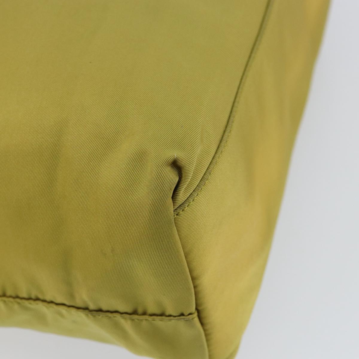 PRADA Shoulder Bag Nylon Yellow Silver Auth BA7763