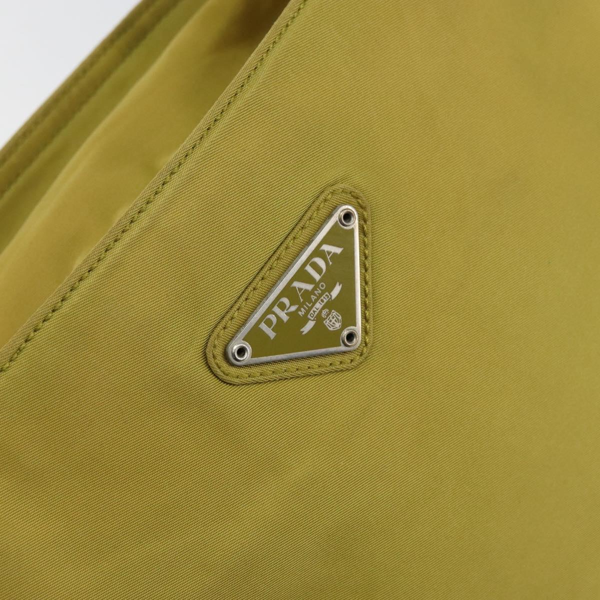 PRADA Shoulder Bag Nylon Yellow Silver Auth BA7763