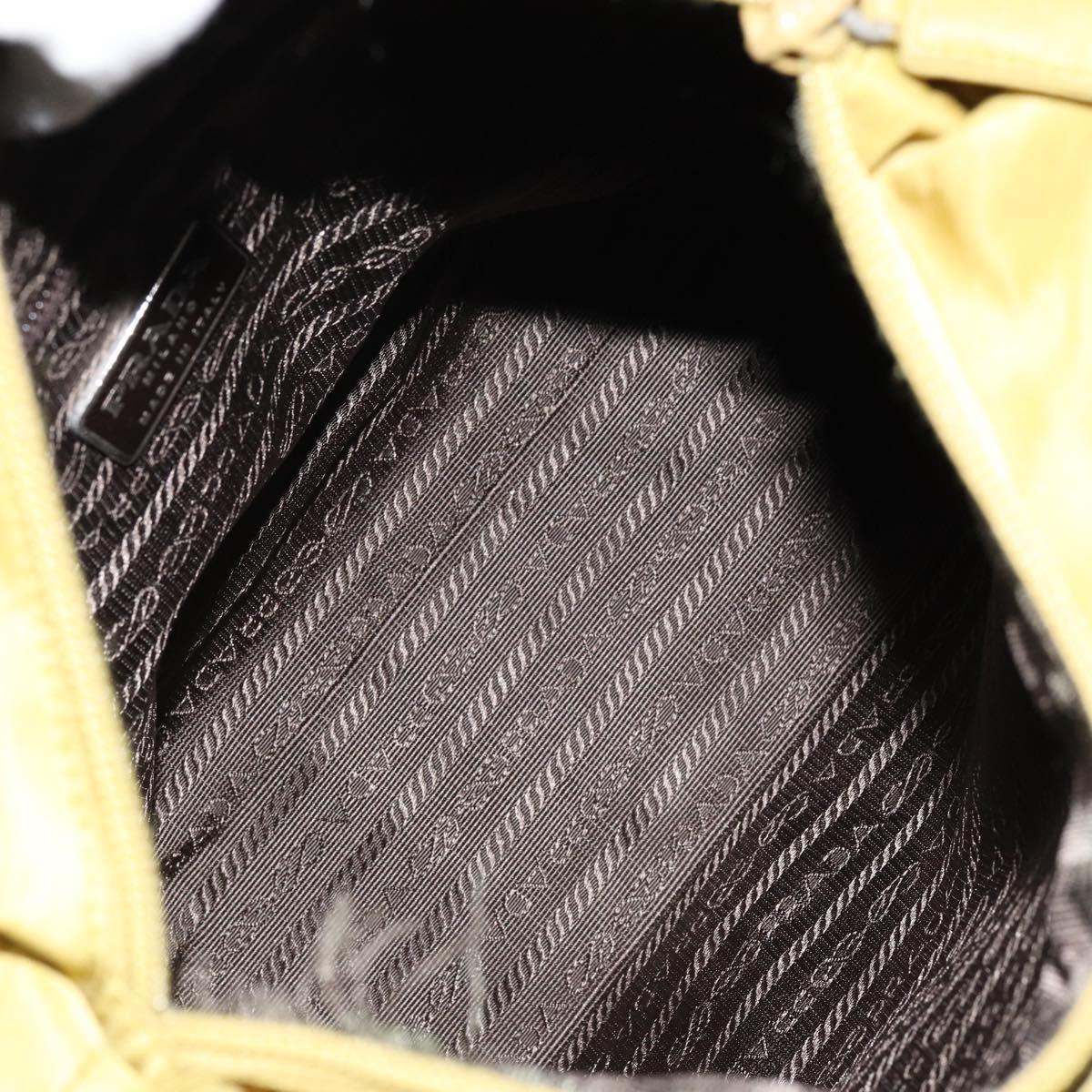 PRADA Shoulder Bag Nylon Yellow Silver Auth BA7763