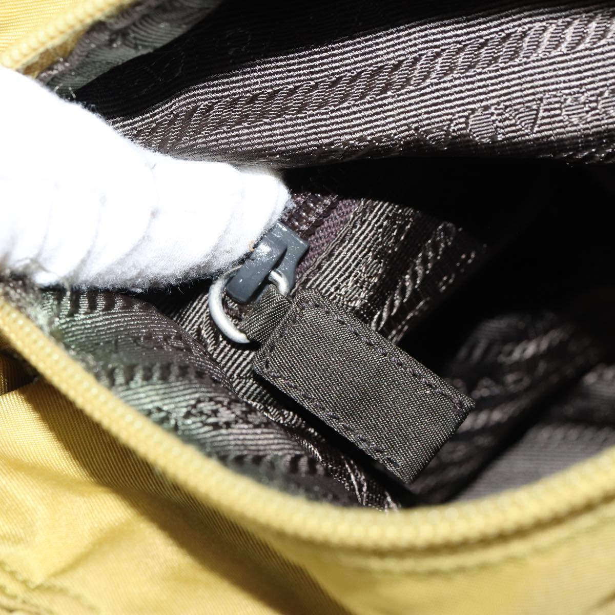 PRADA Shoulder Bag Nylon Yellow Silver Auth BA7763