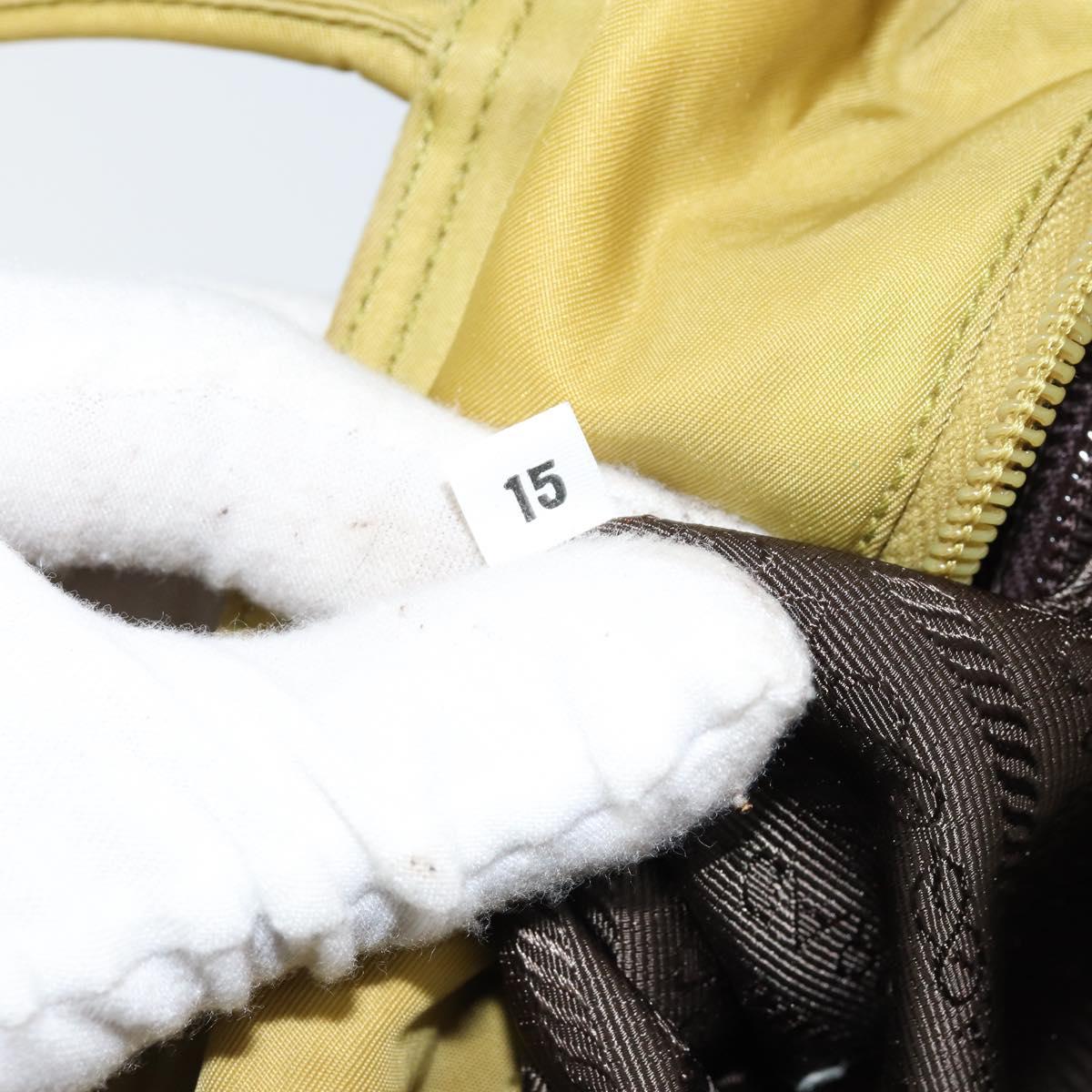 PRADA Shoulder Bag Nylon Yellow Silver Auth BA7763