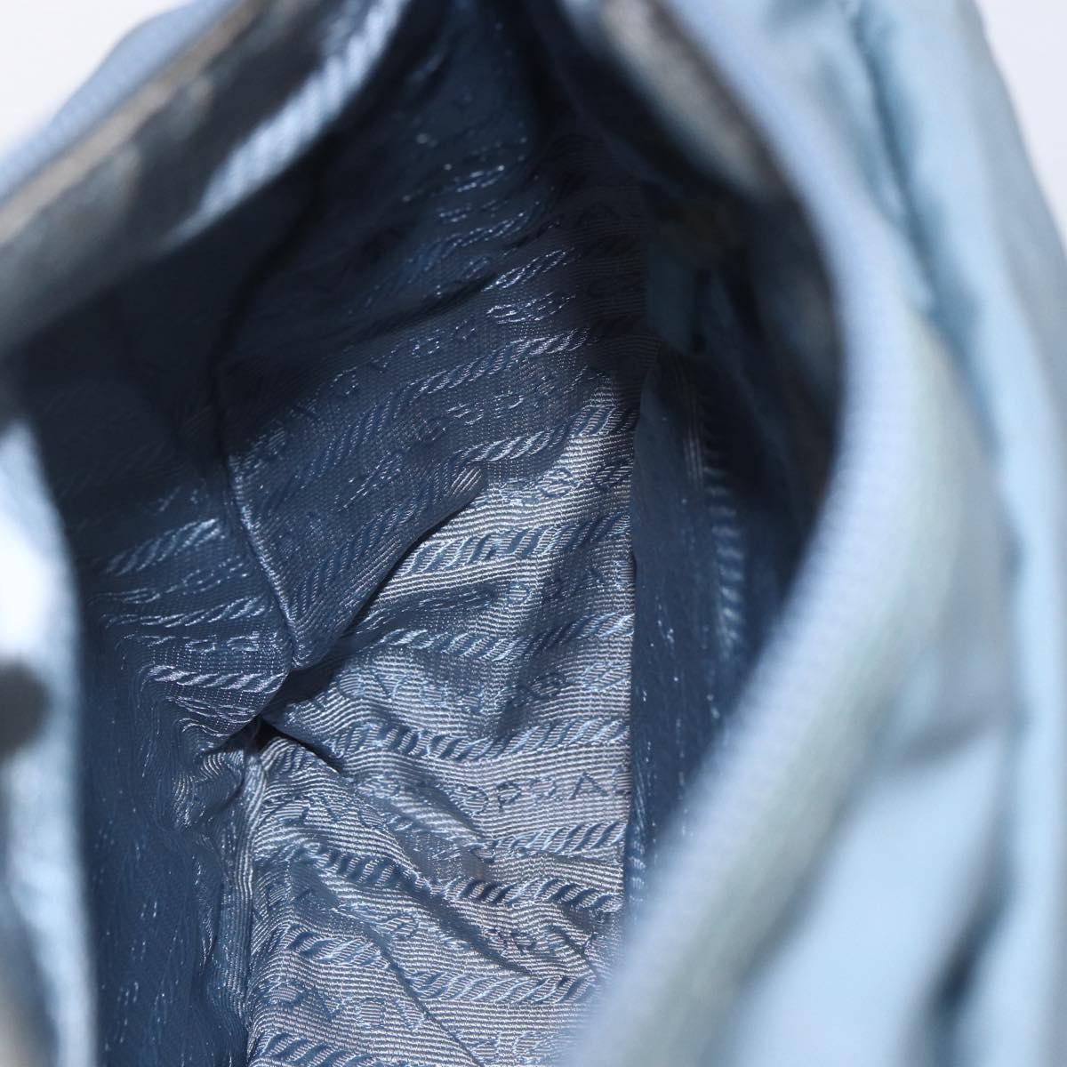 PRADA Shoulder Bag Nylon Light Blue Silver Auth BA7764