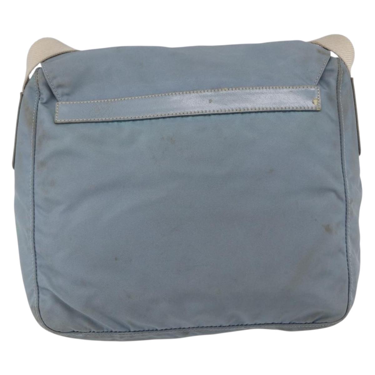 PRADA Shoulder Bag Nylon Light Blue Silver Auth BA7764