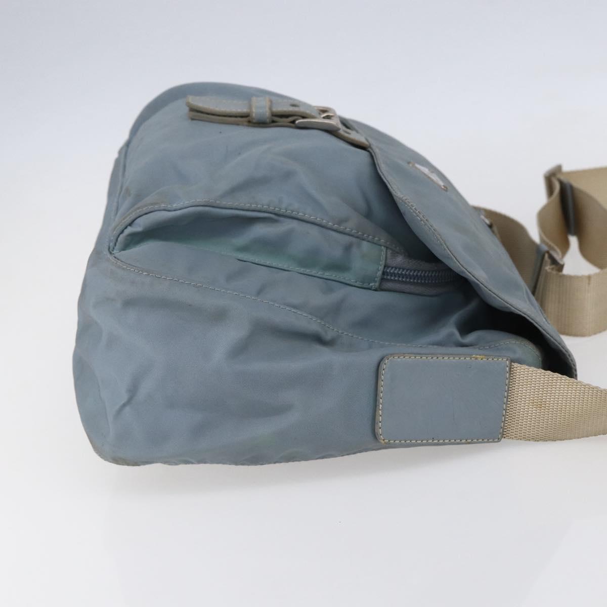 PRADA Shoulder Bag Nylon Light Blue Silver Auth BA7764