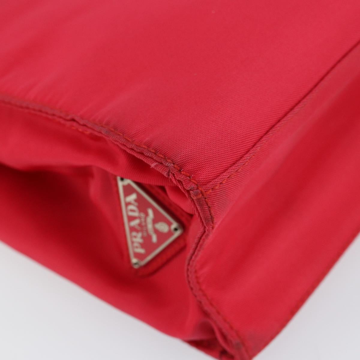 PRADA Hand Bag Nylon Red Auth BA7766