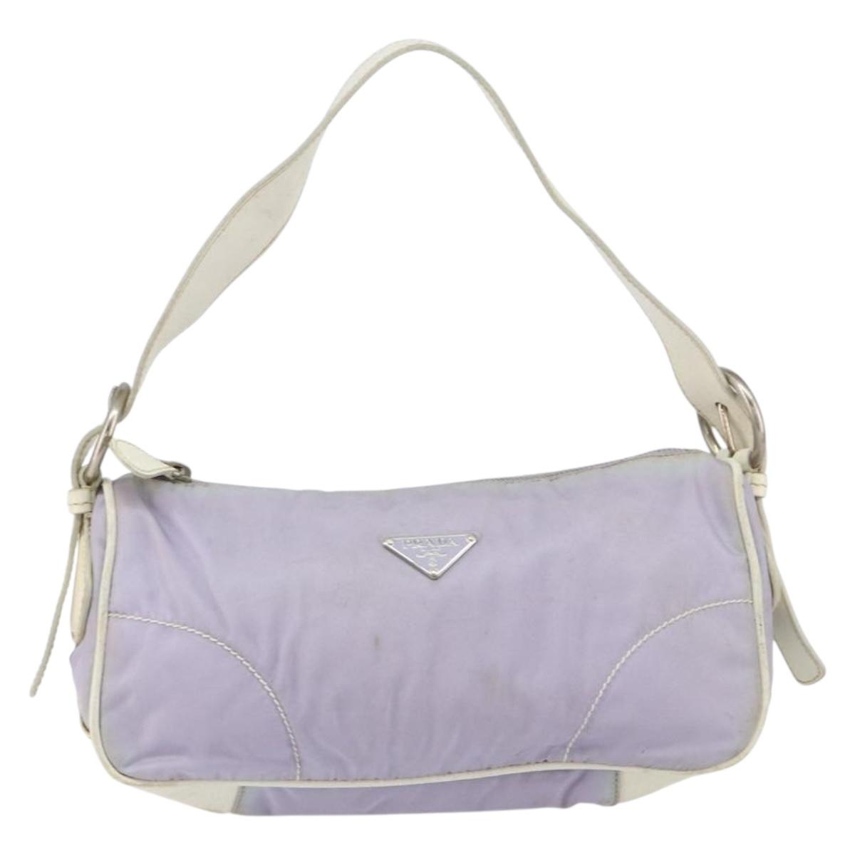 PRADA Shoulder Bag Nylon Purple Silver Auth BA7767