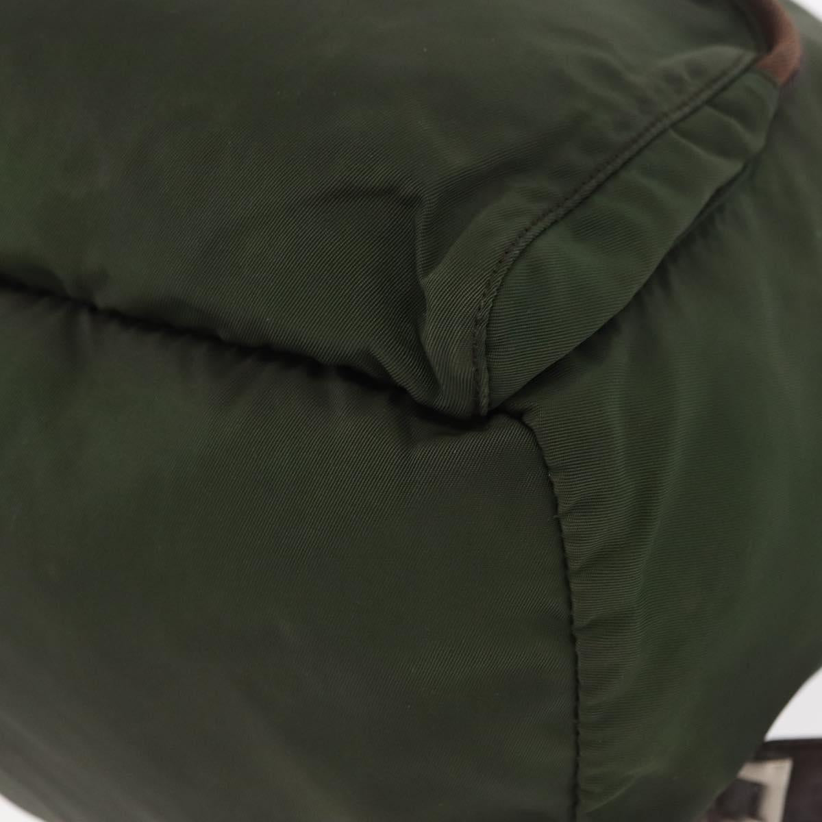 PRADA Backpack Nylon Khaki Silver Auth BA7769