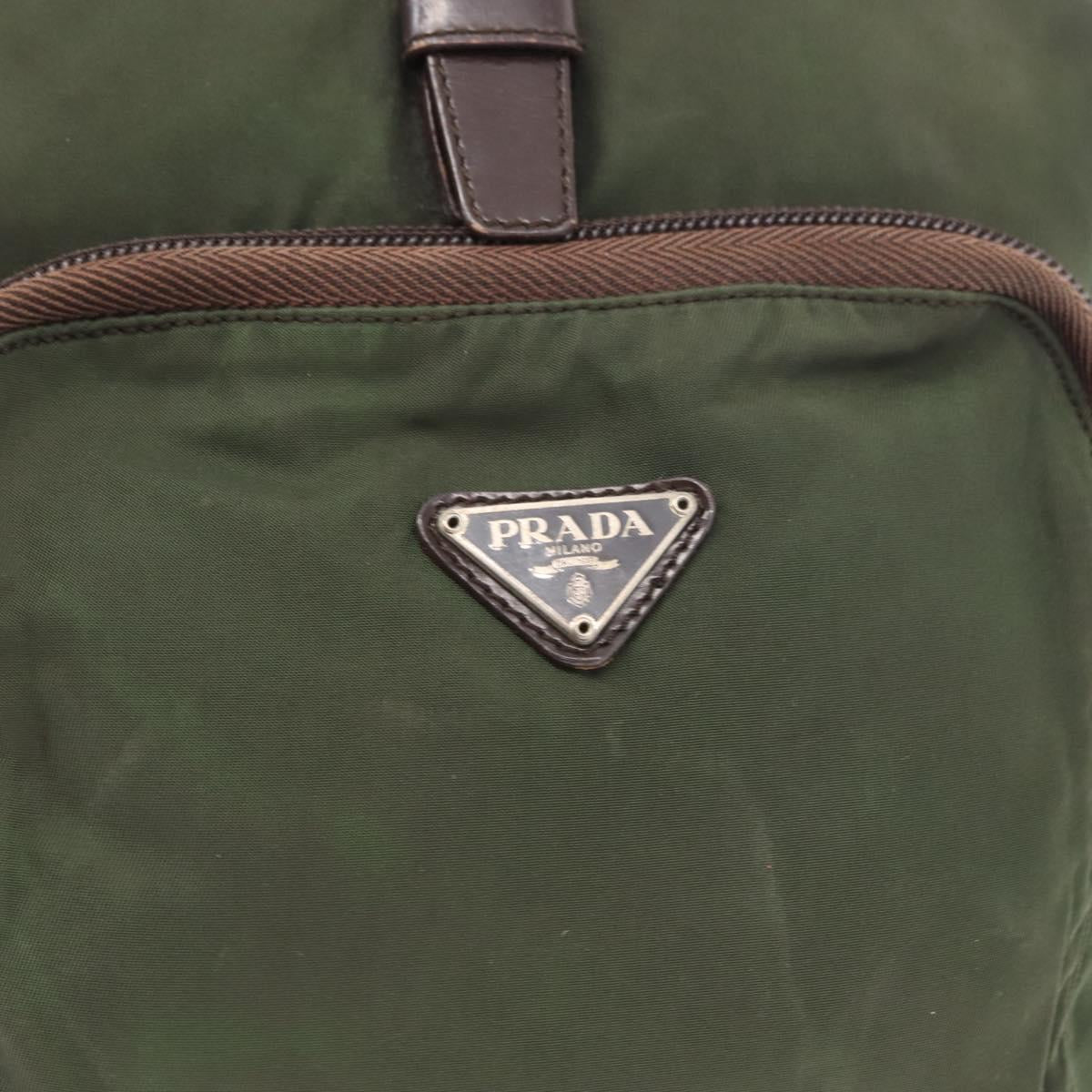 PRADA Backpack Nylon Khaki Silver Auth BA7769